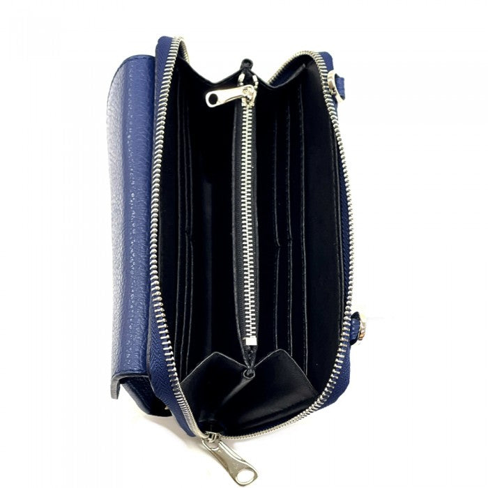 Mobile phone bag Wallet Leather crossbody shoulder bag dark blue