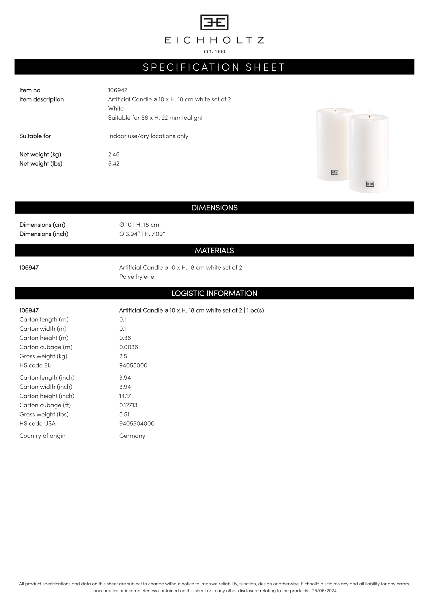 Artificial Candle set of 2
