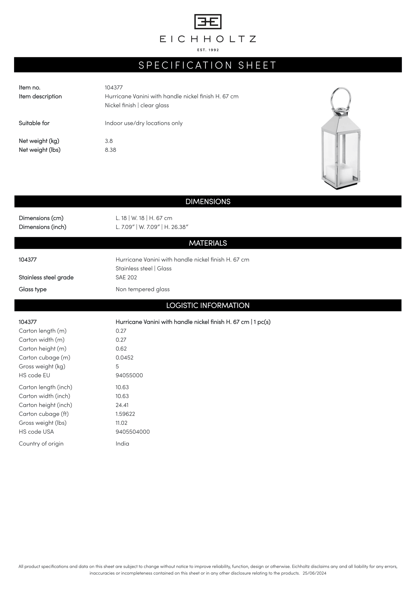 Windlight Hurricane Vanini S